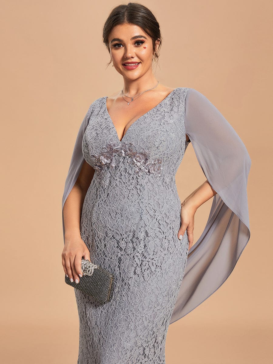 ugyldig Hindre Uskyld Custom Size Lace Fishtail Mother of the Bride Dress with Chiffon Sleeves -  Ever-Pretty US