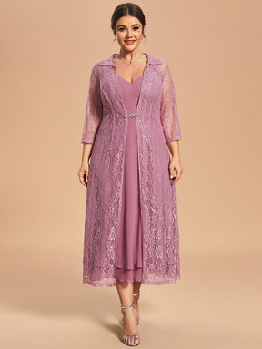 Custom Size Two-Piece Set Chiffon Sleeveless Long Sleeve Lace Mother of the Bride Dress
