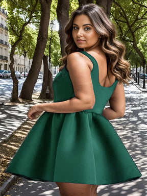 Chic Square Neck Open Back A-line Satin Homecoming Dress
