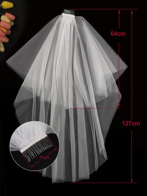 Simple Multi-Tier Tulle Cathedral Bridal Veil