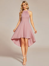 Halterneck Fashion Knee-Length A-Line Wedding Guest Dress #color_Dusty Rose