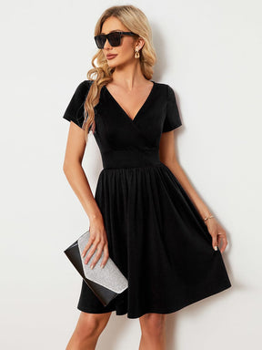 V-Neck Short Sleeves A-Line Mini Summer 2024 Casual Dress