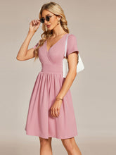 V-Neck Short Sleeves A-Line Mini Summer 2023 Casual Dresses #color_Dusty Rose