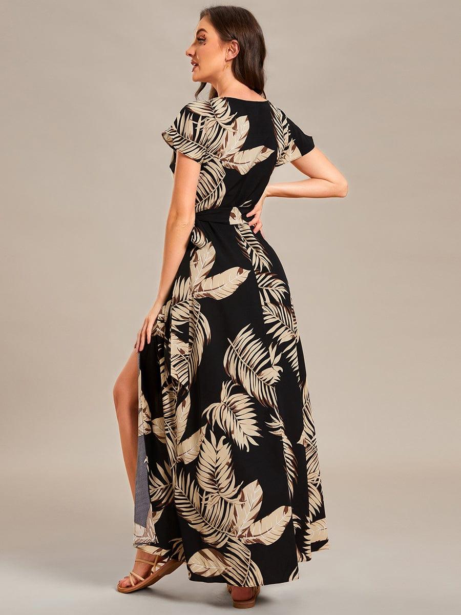 Summer Beach Printed One Piece Tie Waist Wedding Guest Dress Ever Pretty US