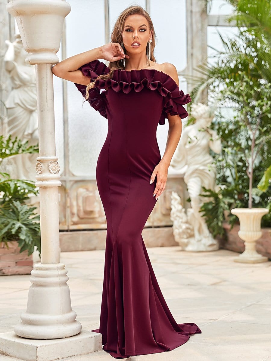 Off the Shoulder A Line Mermaid Maxi Evening Gown