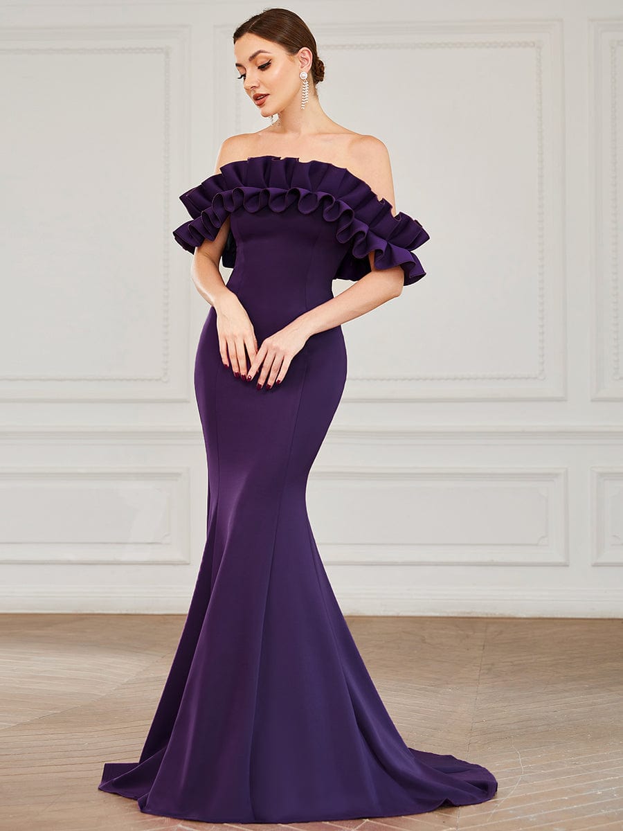 Off the Shoulder A Line Mermaid Maxi Evening Gown