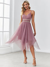 Princess Pearl Uneven Hem Tulle Evening Dress #color_Purple Orchid 