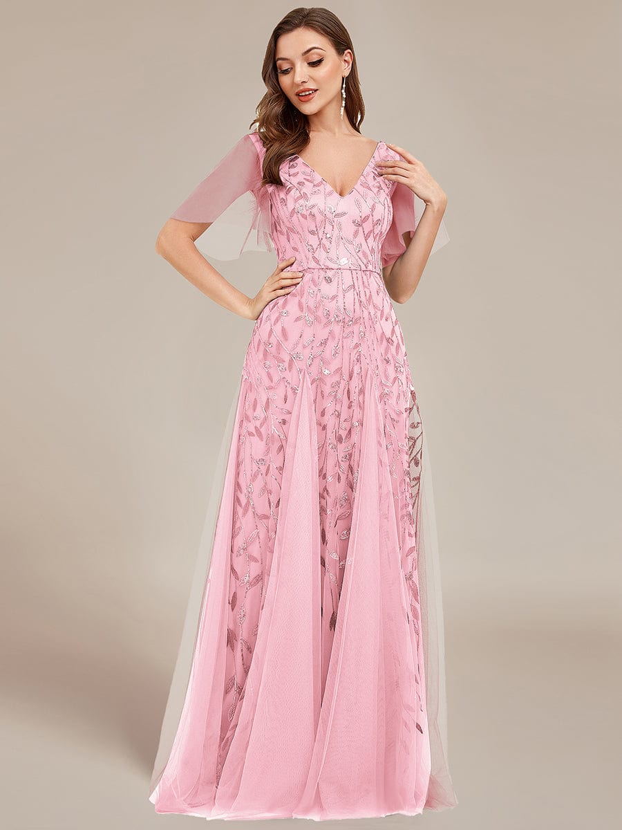 Plus Size Floor Length Formal Evening Gowns for Weddings #color_Pink