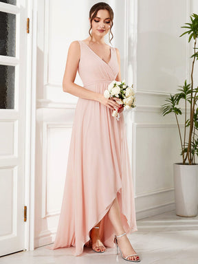 Chiffon Sleeveless Front Slit V-Neck Layered Evening Dress