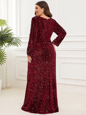 Sequin Long Sleeve Sweetheart Bodycon Front Slit Evening Dress
