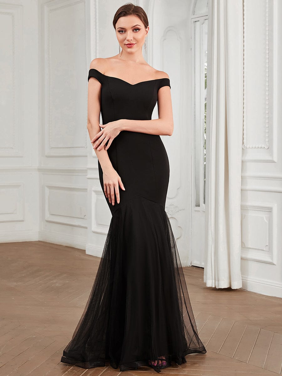 Sweetheart Off Shoulder Mermaid Tulle Bodycon Evening Dress