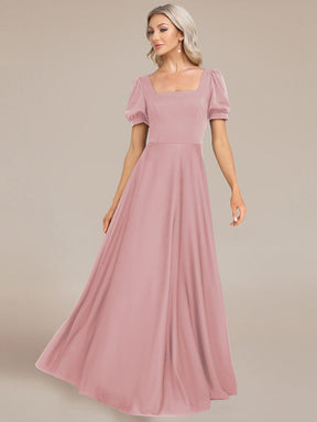 Custom Size Lace-up Back Puffy Sleeves Square Neck Evening Dress