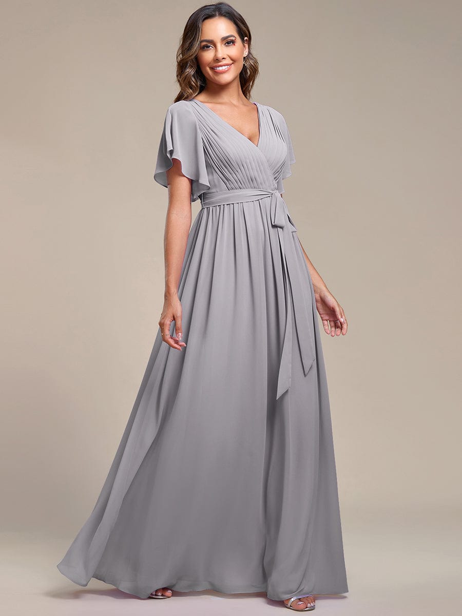 Custom Size Tie-Waist Pleated A-line Evening Dress