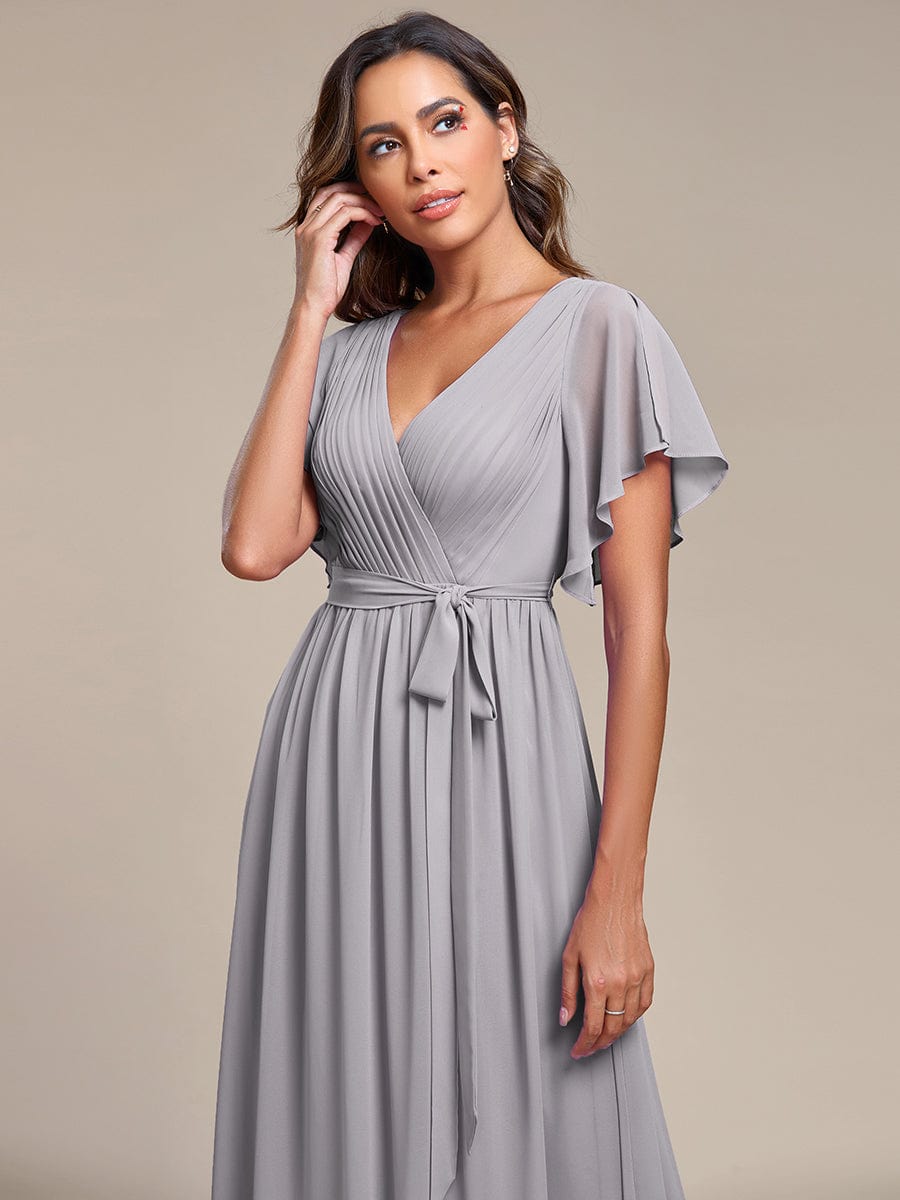 Custom Size Tie-Waist Pleated A-line Evening Dress
