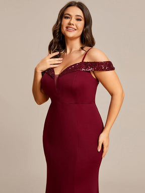 Stylish Plus Size Bodycon Deep V-Neck Sequin Evening Dress