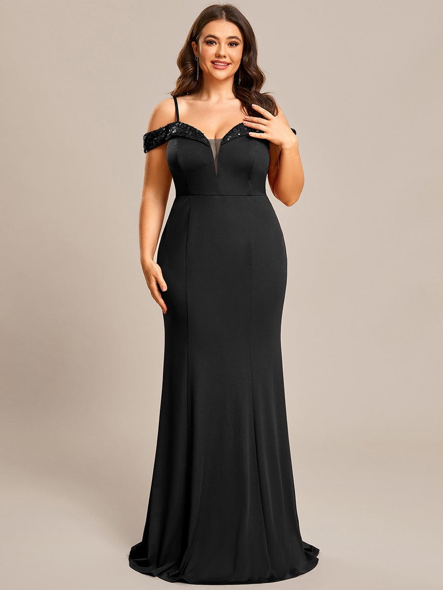 Stylish Plus Size Bodycon Deep V-Neck Sequin Evening Dress