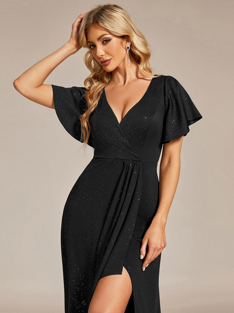Evening Dress V-Neck Long Sleeve New Party Shining Dress