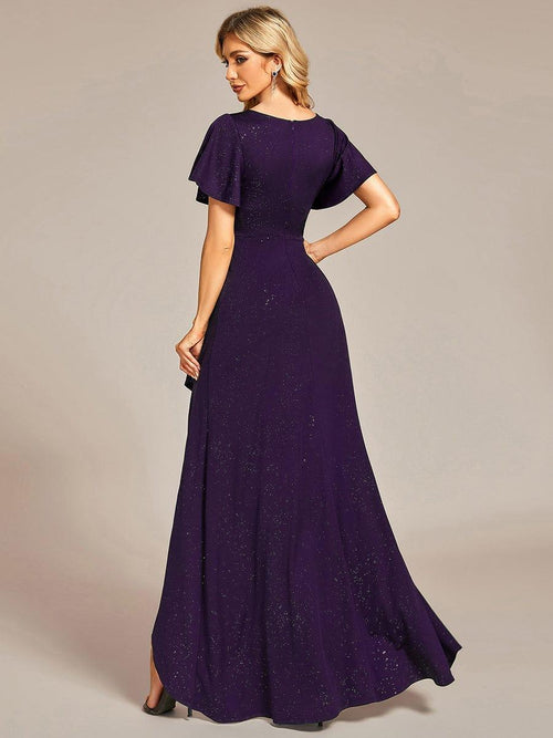 Shimmery Deep Neck Slit Dress main image 0