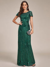 Fireworks Embroidered Sequins Backless Bodycon Evening Dress #color_Dark Green