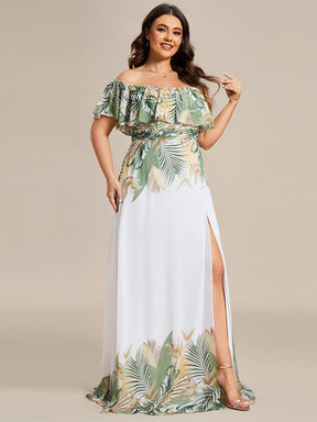 Summer Printed Chiffon Off the Shoulder A-Line Evening Dress