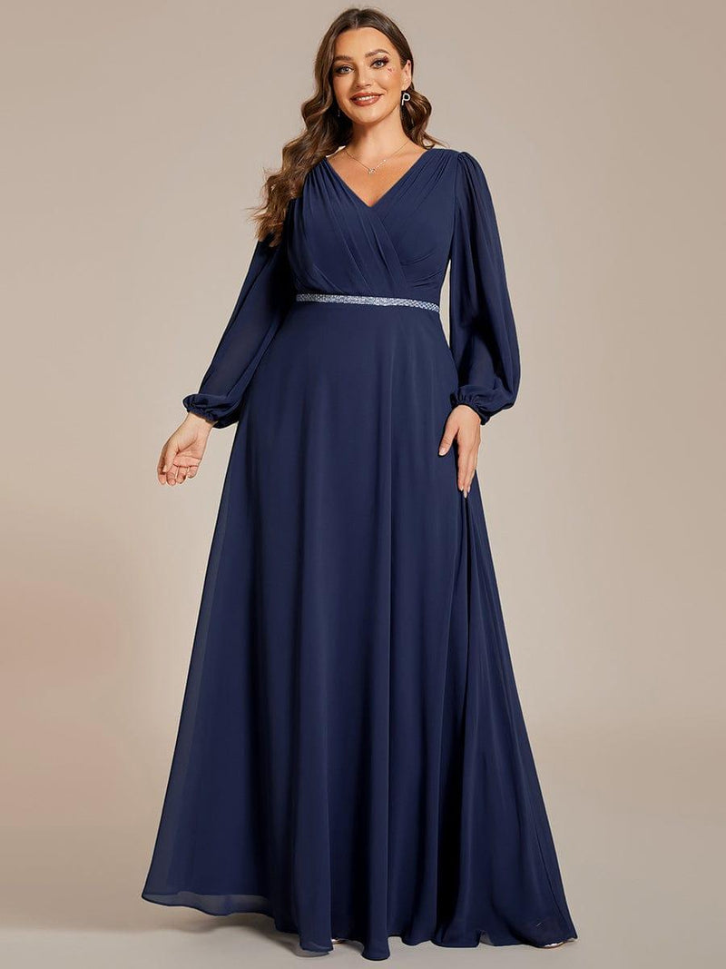 A-line Chiffon Open Back Dress With V-Neck Azalea Plus Size