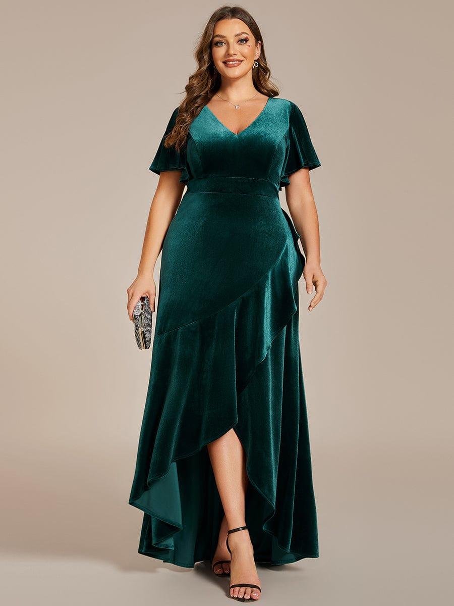 a line plus size velvet dress Ever-Pretty Inclusive Short Sleeves Stretchy Double V-Neck Maxi Evening Steffie Beaded Backless Mini pink prom dress Size:UK 16 Be the picture of