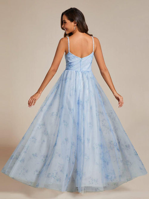 THE EAST ORDER Womens Light Blue Spaghetti Strap V Neck Mini Cocktail Shift Dress main image 1