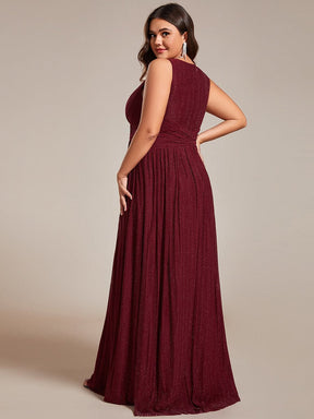 Plus Size Sleeveless V-Neck Pleated A-Line Formal Evening Dress