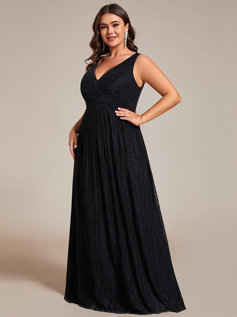 Plus Size Flattering Sleeveless V-Neck A-Line Formal Evening Dress