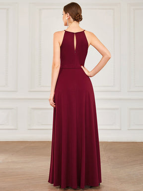 Halter Keyhole Front & Back High Slit Evening Dress