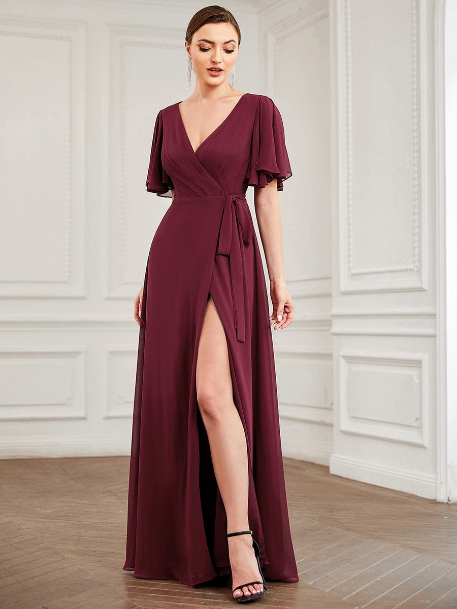 Flutter sleeve chiffon dress on sale