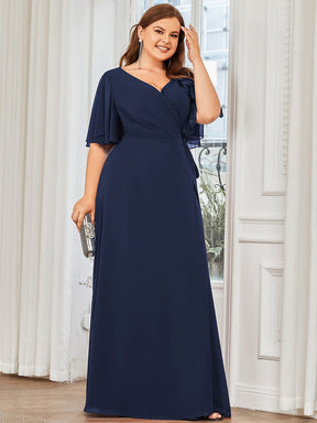 Plus Size Chiffon High Slit Tie Waist  Evening Dress