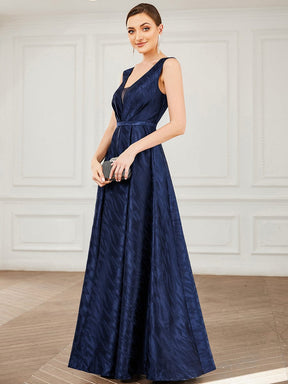 Illusion V-Neck Satin Empire Waist A-Line Evening Dress