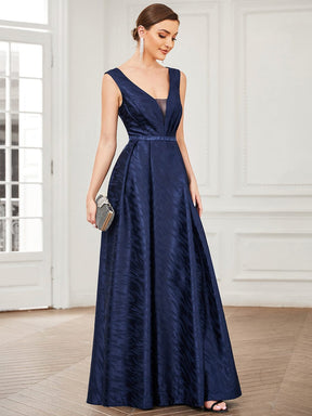 Illusion V-Neck Satin Empire Waist A-Line Evening Dress