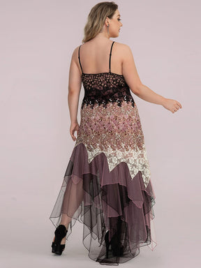 Women's V Neck Multi Color Asymmetrical Hems Prom Dress