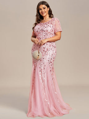 Floral Sequin Print Plus Size Mermaid Tulle Evening Dress