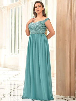 Plus Size Striped Sequin Sweetheart Floor-Length Evening Dress