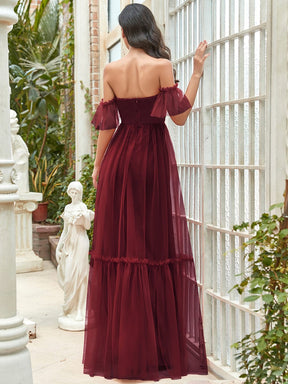 Off-Shoulder Sweetheart Double Layer Pleated Evening Dress