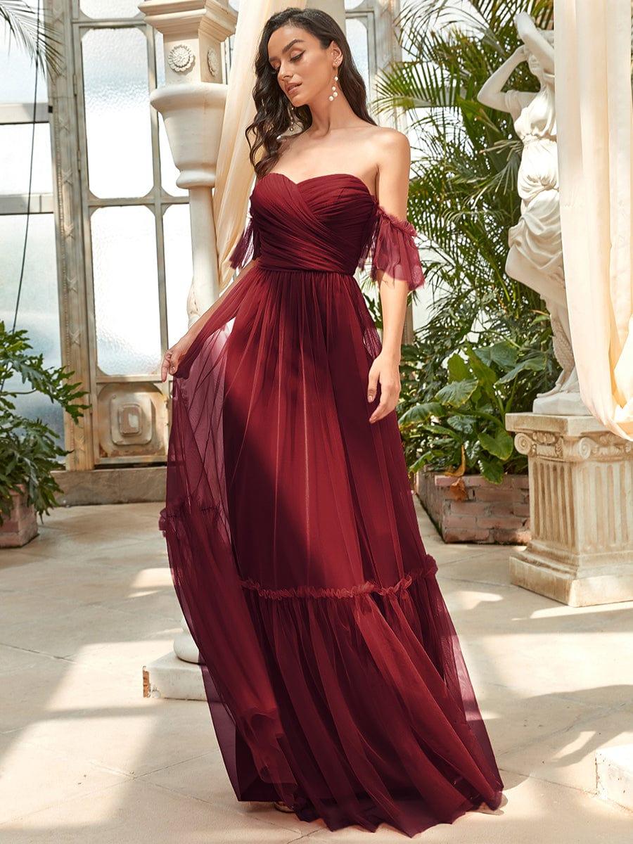 Sheer Sweetheart Double Layer Pleated Evening Dress Ever Pretty US