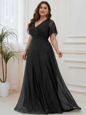 Custom Size V Neck Ribbon Waist Formal Evening Dress With Sleeves