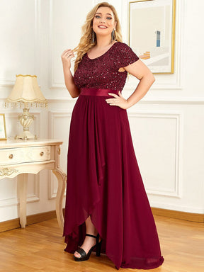 Plus Size Chiffon Sequin Capped Sleeve Empire Waist Evening Dress