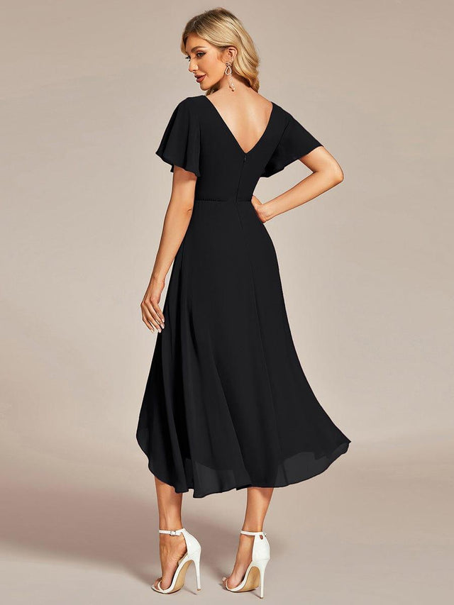 V-neck Chiffon Bridesmaid Dress with Ruffles Regency