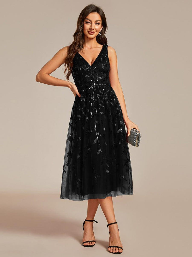 V-Neck Daffodil A-Line Wedding Guest Dress