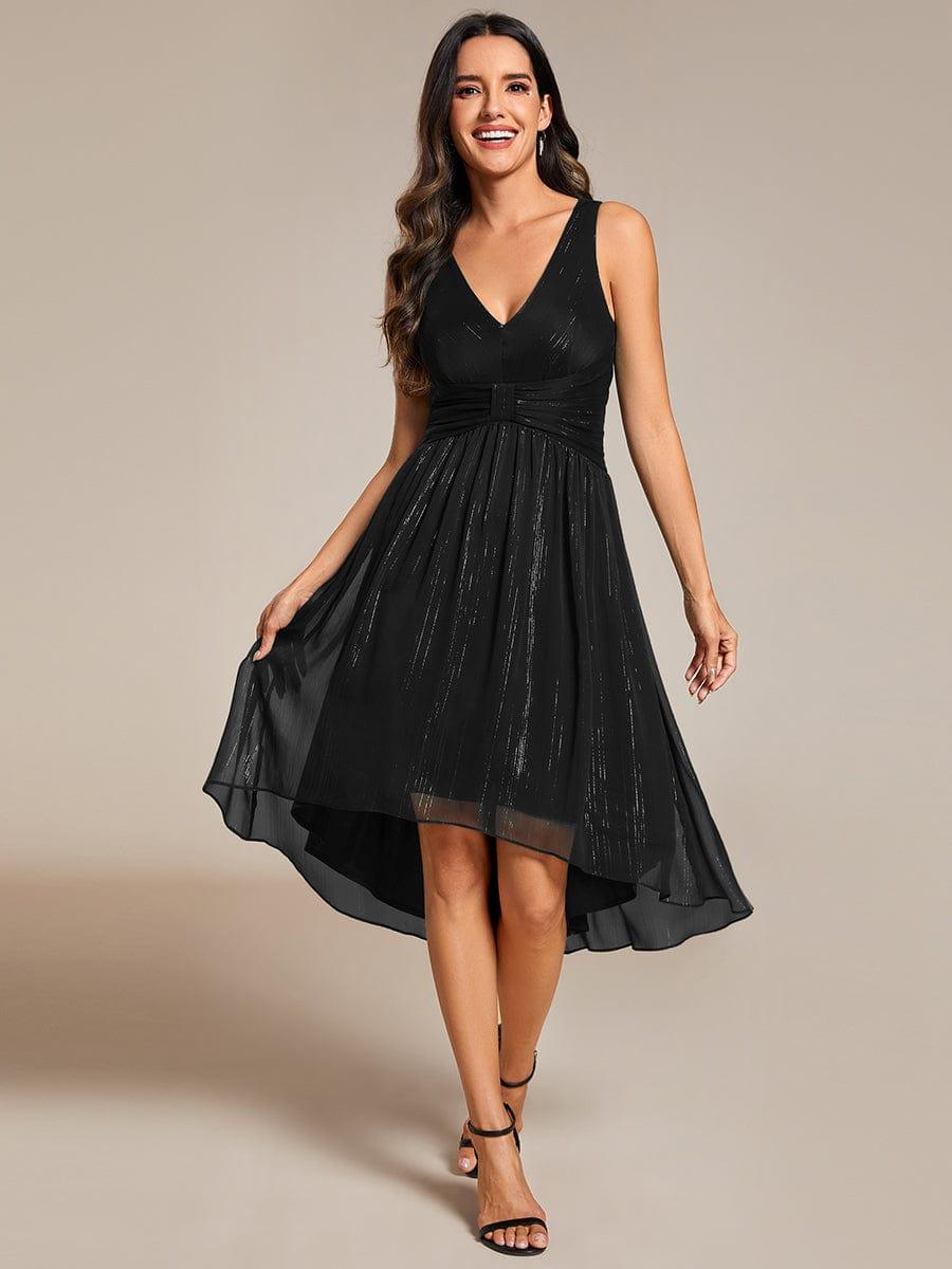 High-Low V-Neck Glitter Sleeveless Wedding Guest Dress with Pleated - Ever-Pretty US High-Low V-Neck Glitter Sleeveless Wedding Guest Dress with Pleated - Ever-Pretty US