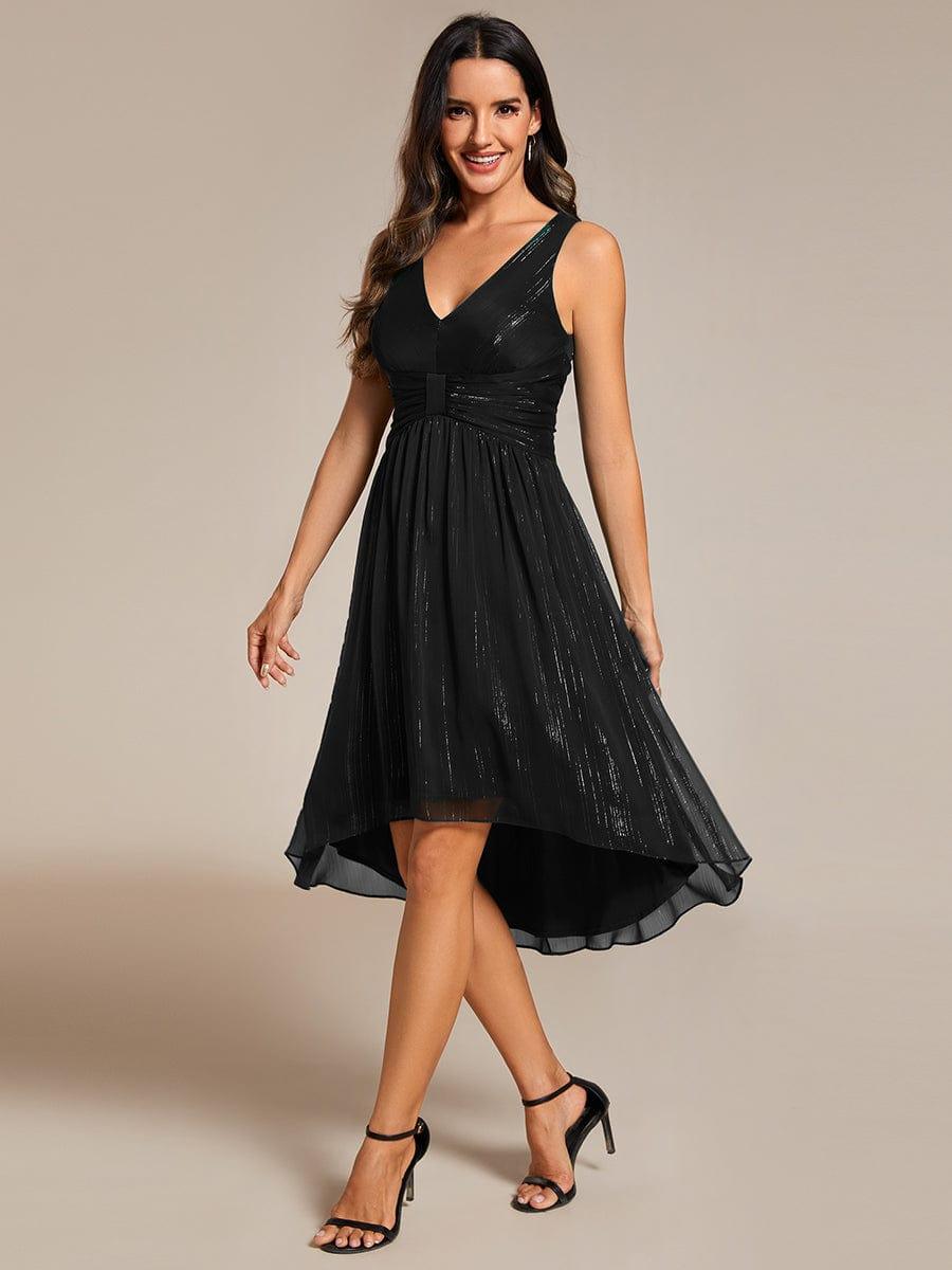 High-Low V-Neck Glitter Sleeveless Wedding Guest Dress with Pleated - Ever-Pretty US High-Low V-Neck Glitter Sleeveless Wedding Guest Dress with Pleated - Ever-Pretty US