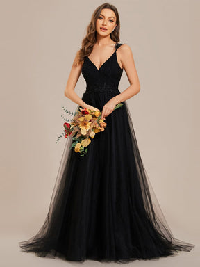 Custom Size Elegant V Neck Lace A-Line Backless Tulle Wedding Dress