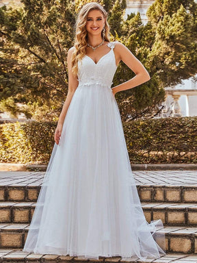Beaded A-line Feather Wedding Dresses Low Back Corset Bridal Dress VW1425 -  Ivory / Custom Size