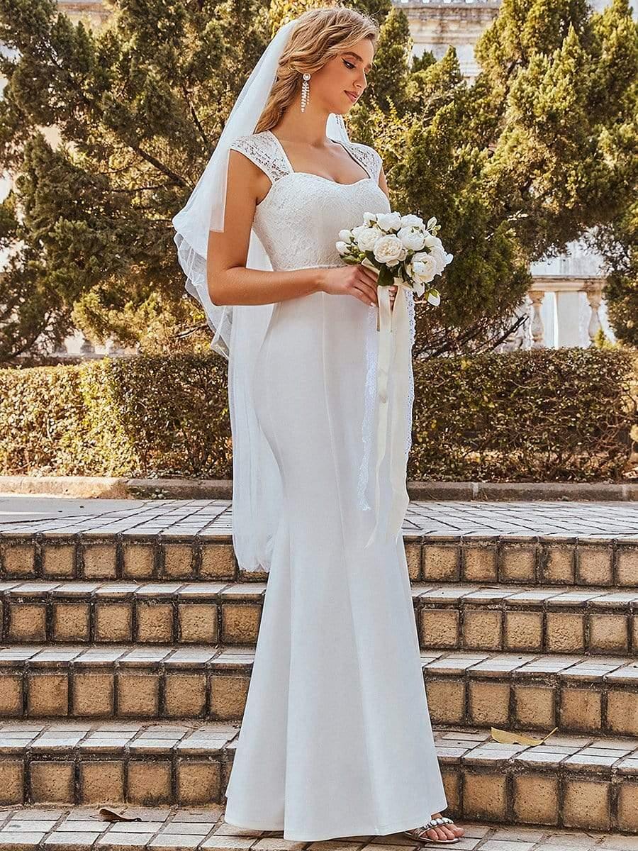 Short sleeve mermaid wedding dress cheap