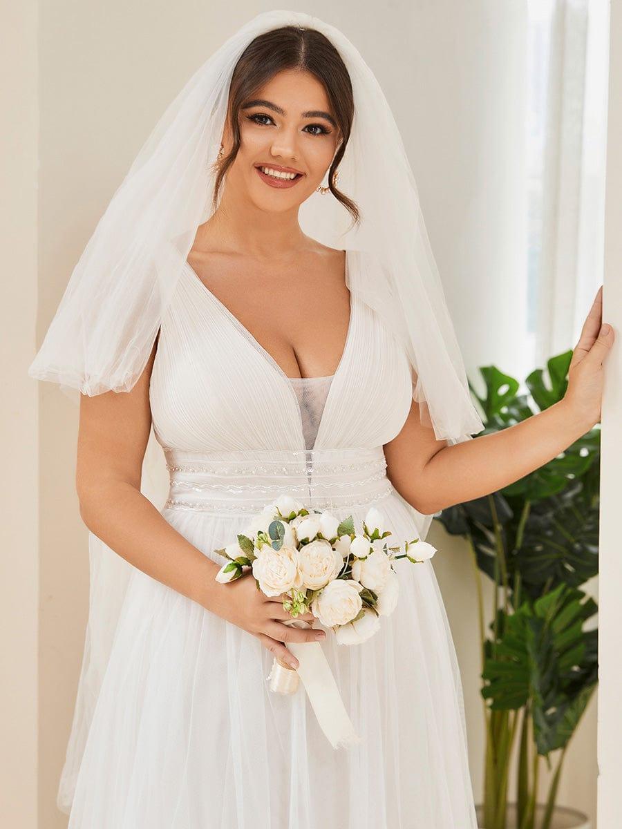 Empire Waist Illusion Sleeveless Lace Tulle A-Line Wedding Dress