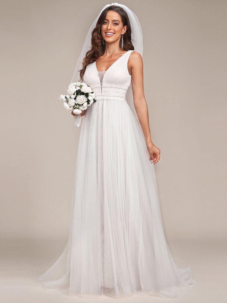 Empire Waist Illusion Sleeveless Lace Tulle A-Line Wedding Dress - Ever-Pretty US Empire Waist Illusion Sleeveless Lace Tulle A-Line Wedding Dress - Ever-Pretty US